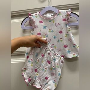 Kissy Kissy White Pink Whale Floral Toddler Matching Set